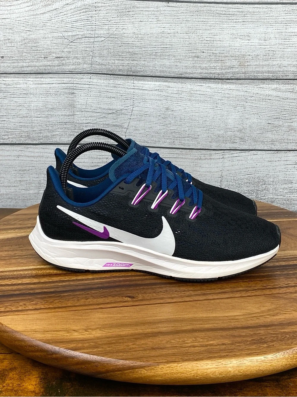Air Zoom Pegasus 36 Black Valerian Blue Running Shoe AQ2210-012 Women’s Size 7